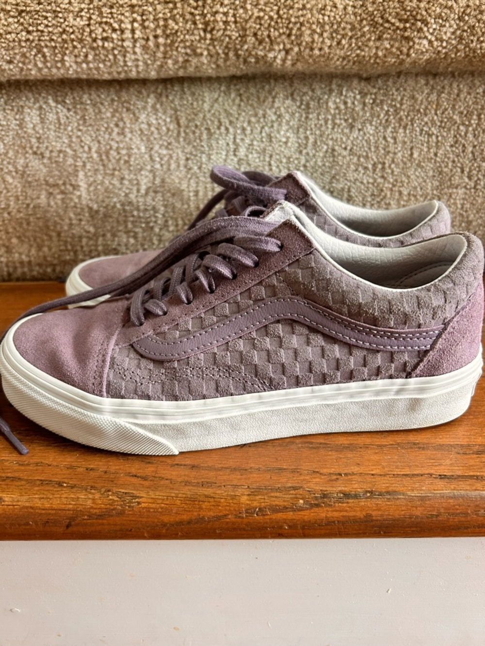 Vans Women’s Old Skool Mauve Suede Checkerboard Low-Top Sneakers